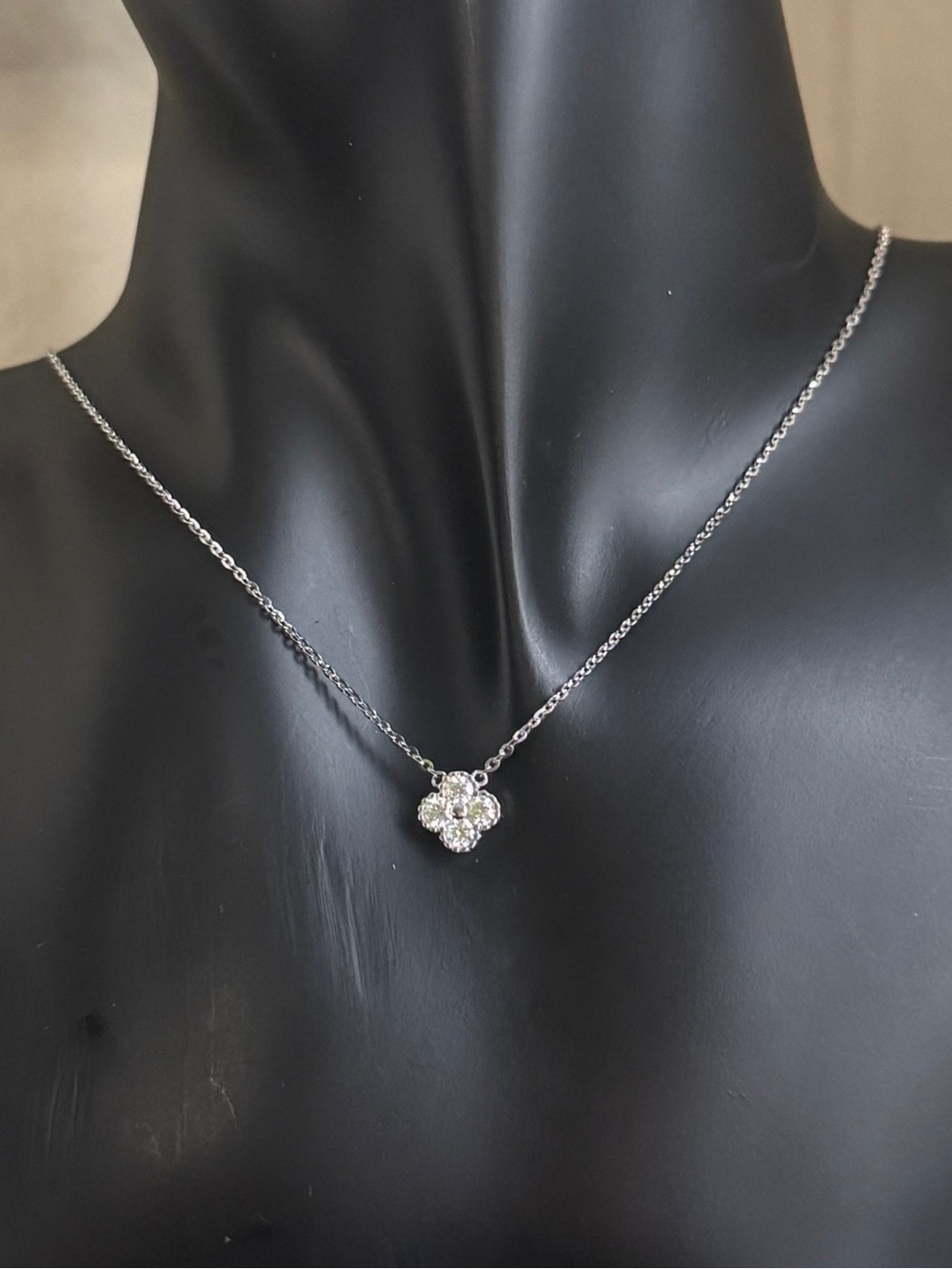 New 0.10 CTW D-Color Moissanite Clover Necklace - 925 Silver GRA